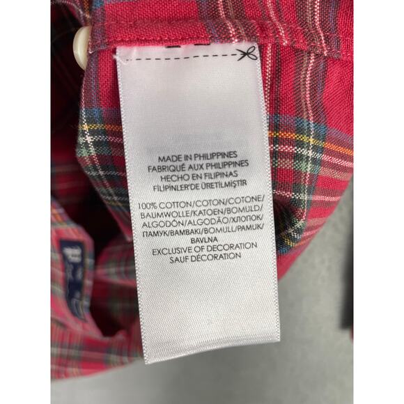 Ralph Lauren Slim Fit Men’s Medium Red Green Plaid Button Down Shirt Long Sleeve - Picture 9 of 9